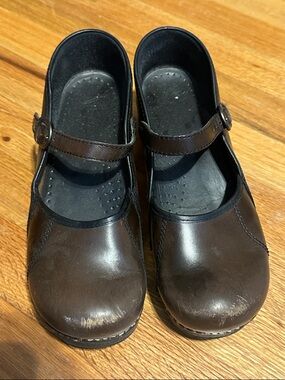 Dansko Brown Leather Mary Jane Clogs